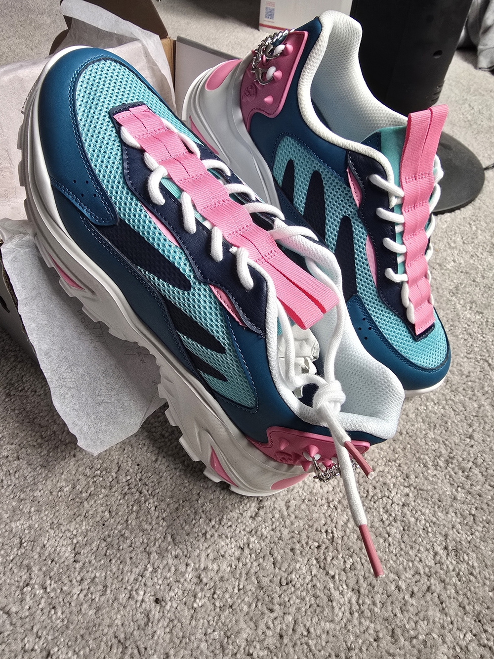 Men's Chunky Athletic Sneakers in Teal & Pink